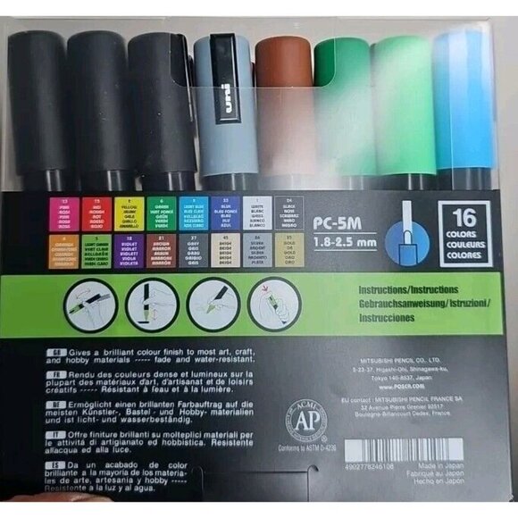 Posca Water Based PC-5M 1.8-2.5mm 16 Piece Set NWT - Picture 4 of 5